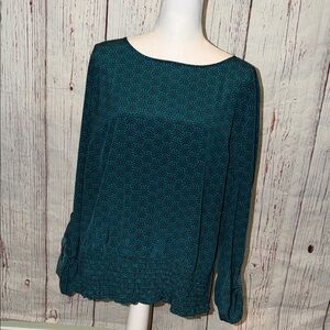 Dana Buchman Teal Geometric Blouse